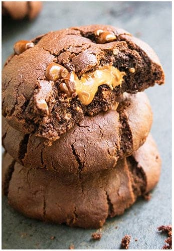 Fudgy Chewy Triple Chocolate Cookies