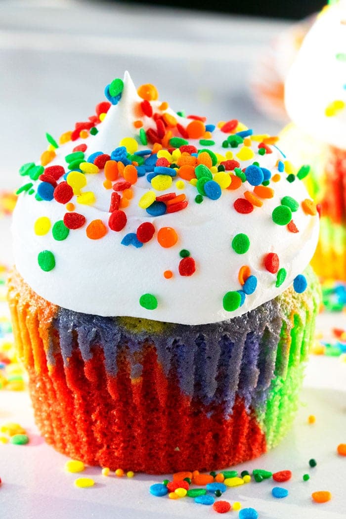 Rainbow Cupcakes (With Cake Mix)