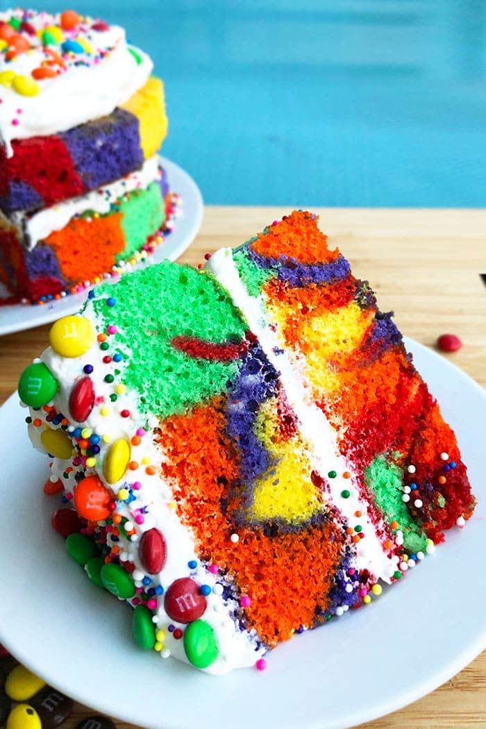 Easy Rainbow Cake (With Cake Mix)