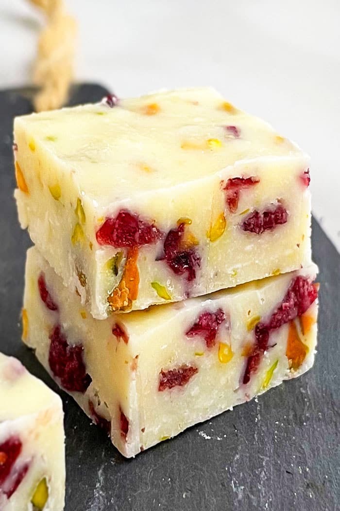 Easy Condensed Milk Fudge (Cranberry, Orange, Pistachio)
