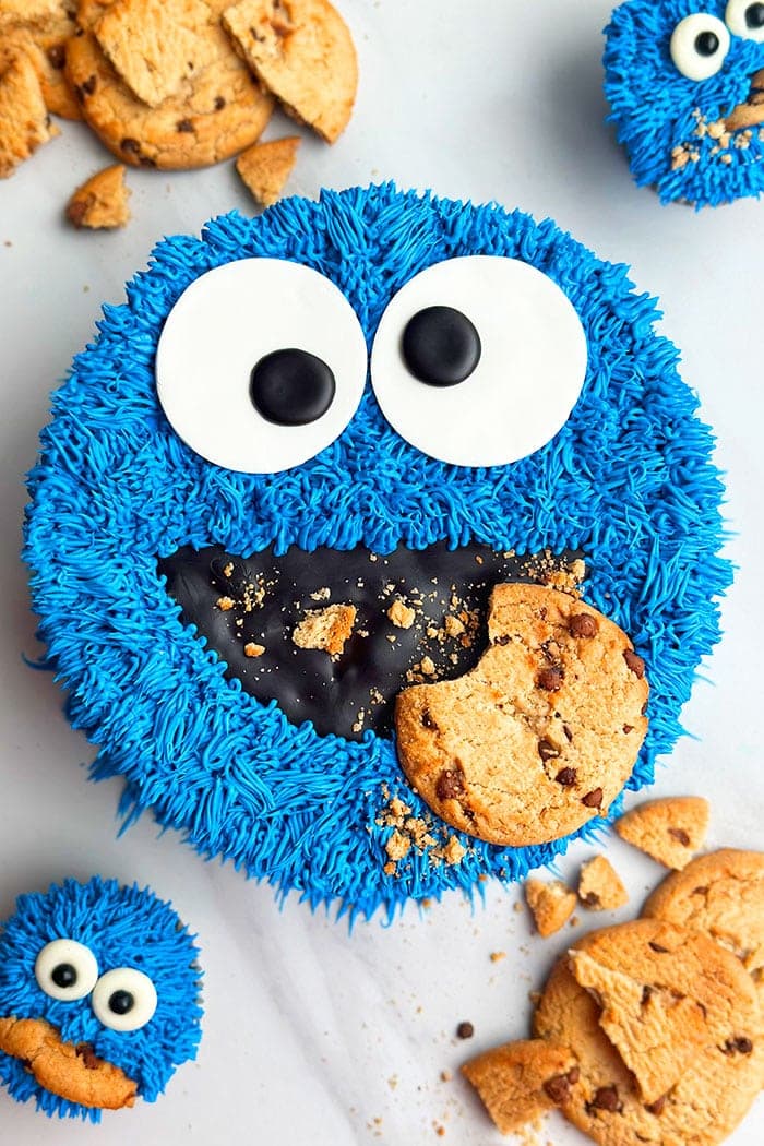 Easy Cookie Monster Cake (Sesame Street Cake)