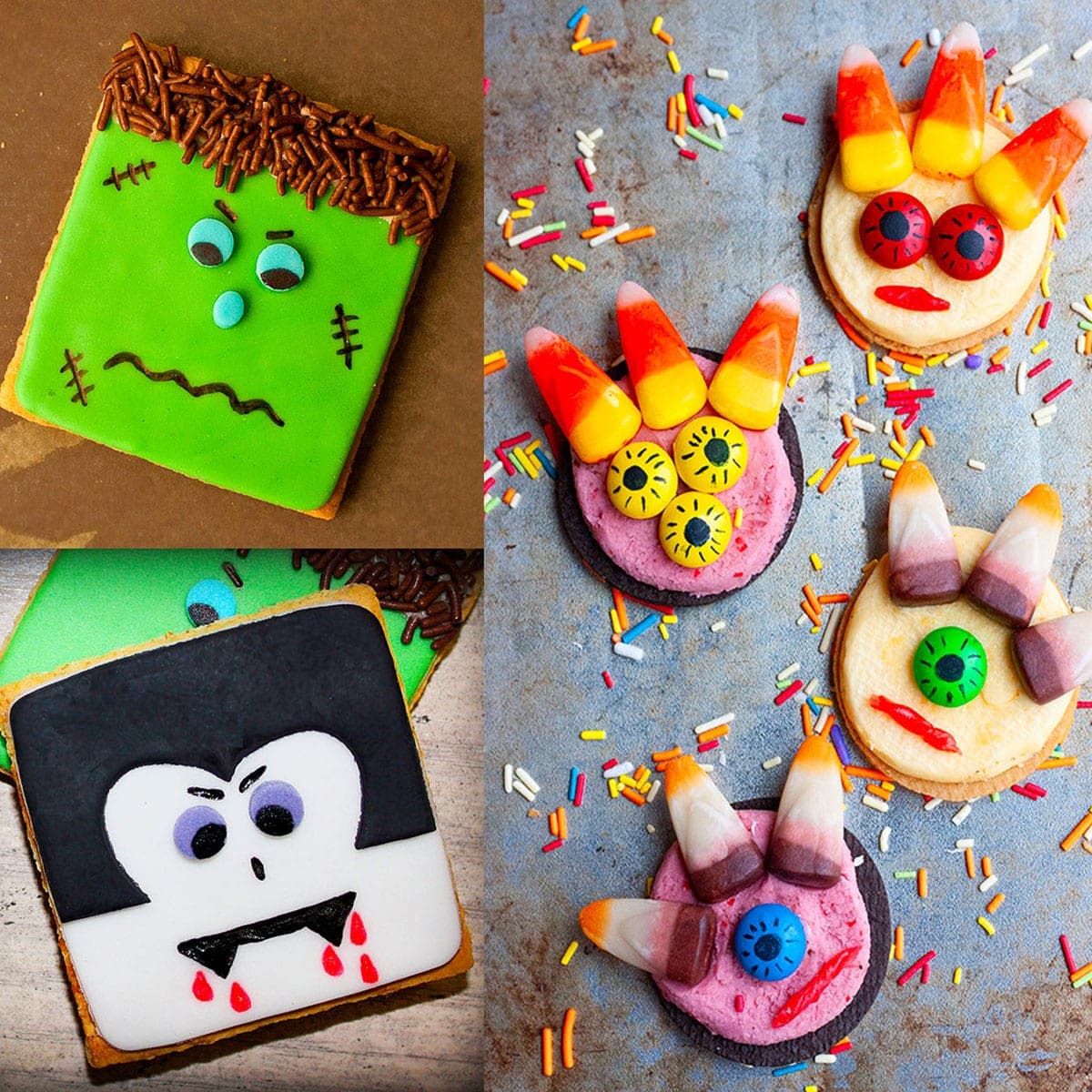 Easy Halloween Cookies (Frankenstein, Dracula Vampire, Monster)