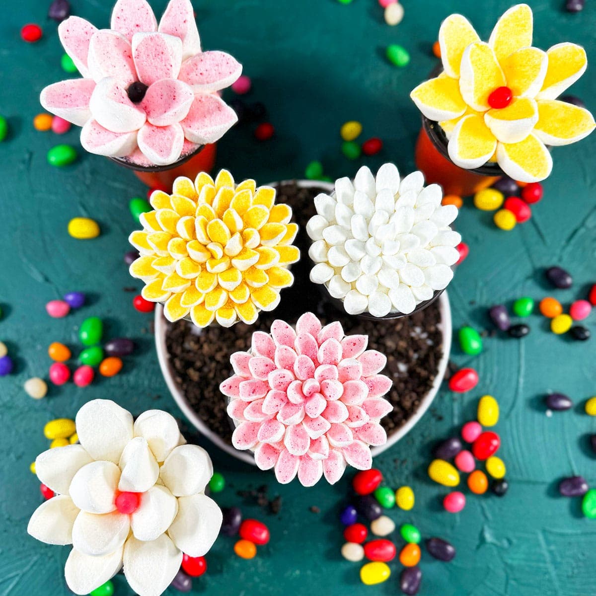 Easy Marshmallow Cupcakes (Flower Pot)