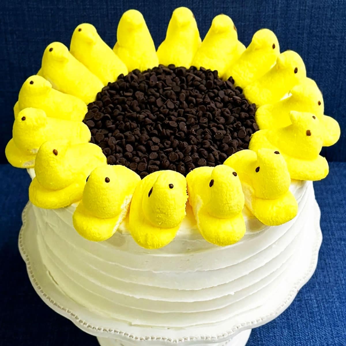 Easy Simple Sunflower Cake (Peeps Marshmallows)