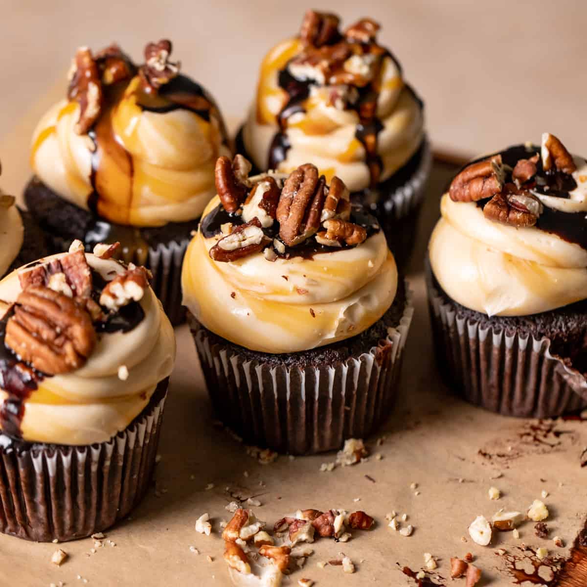 Chocolate Turtle Cupcakes