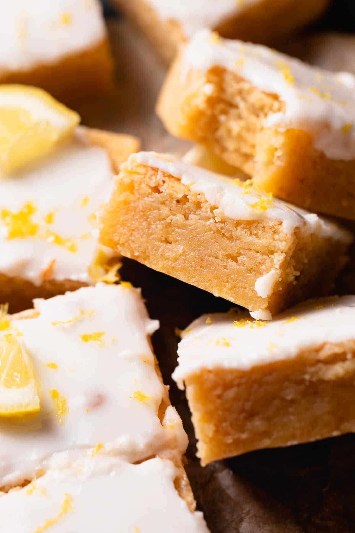 Fudgy Lemon Brownies with Lemon Icing