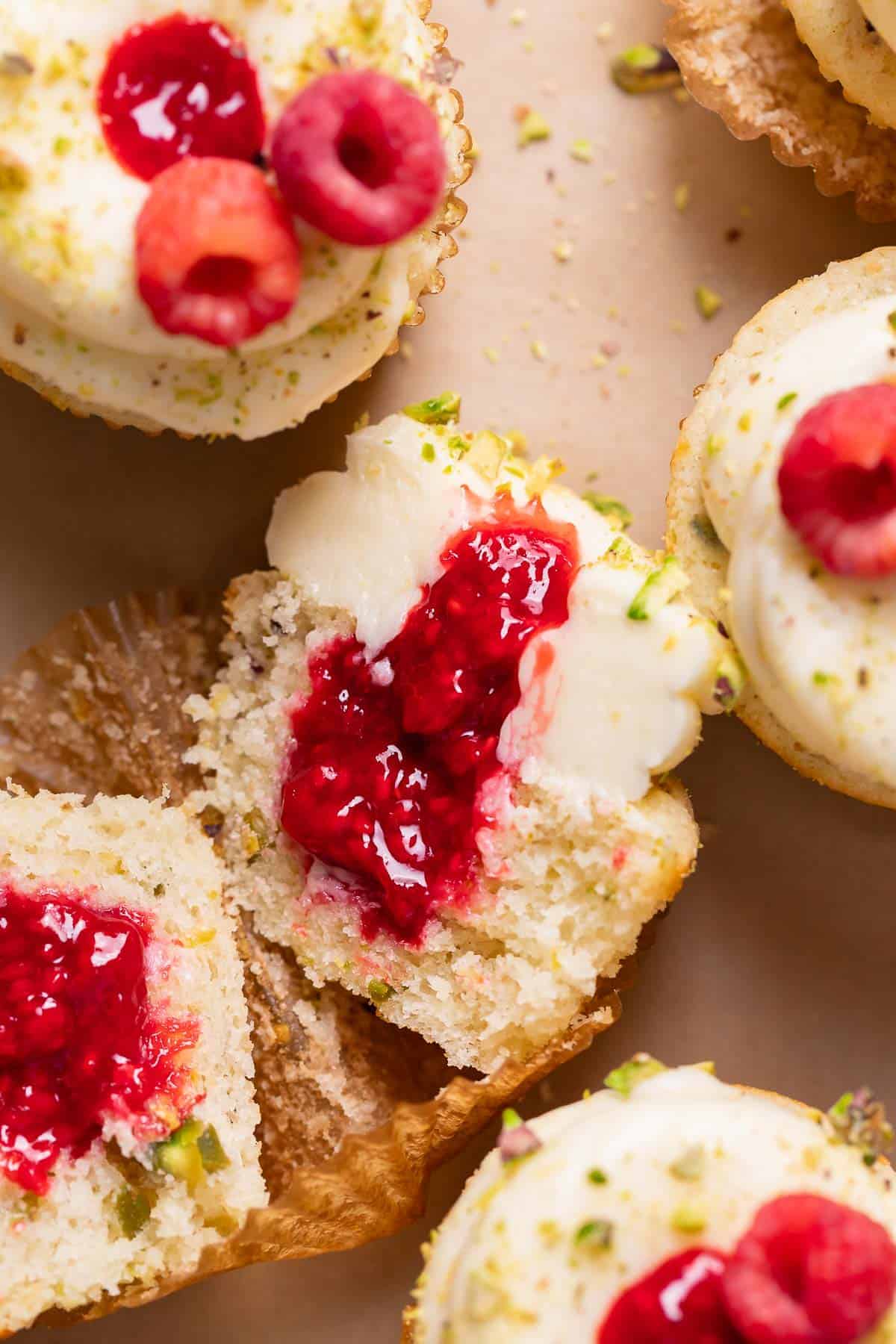 Moist Lemon Cupcakes with Raspberry Filling
