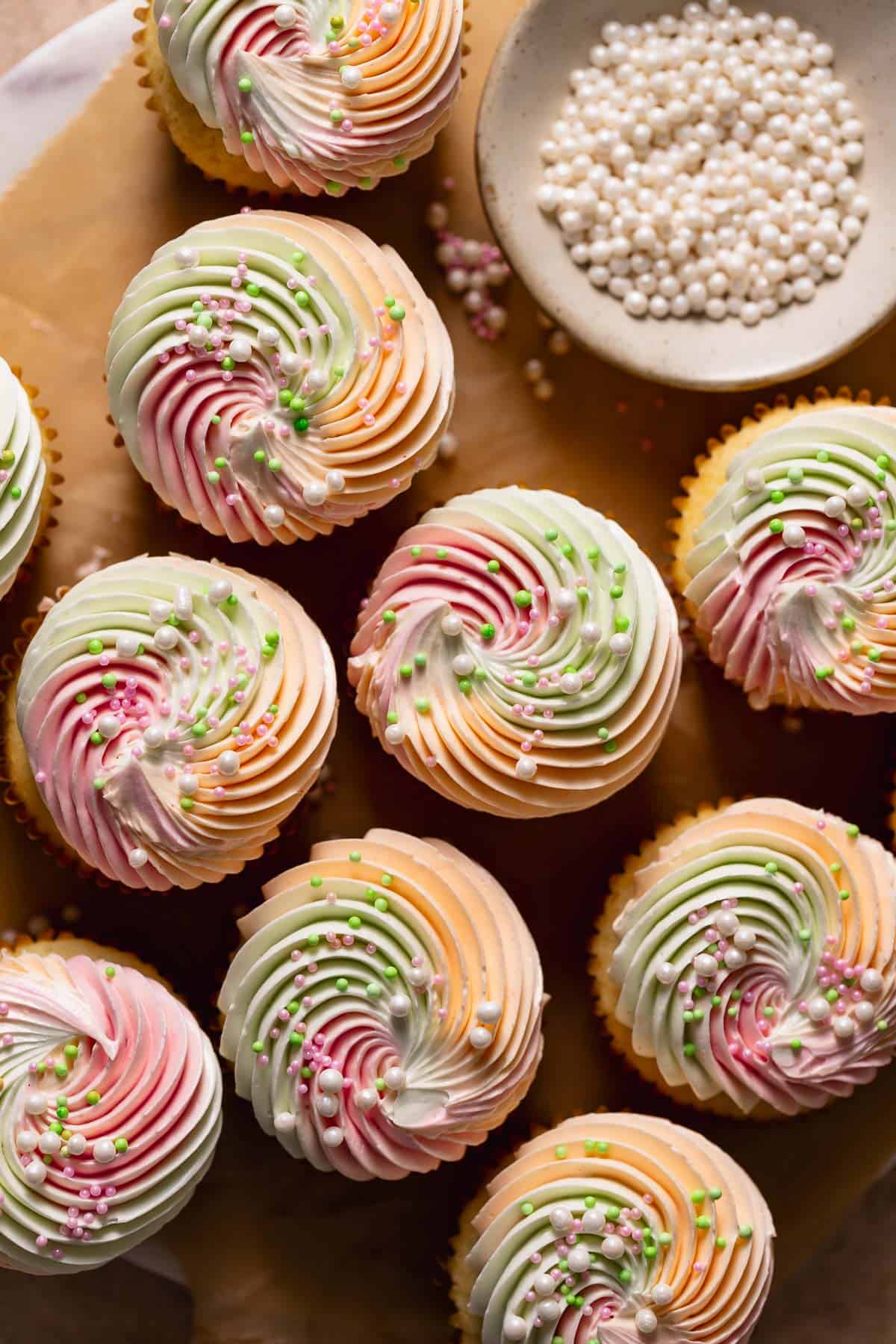 Rainbow Sherbet Cupcakes
