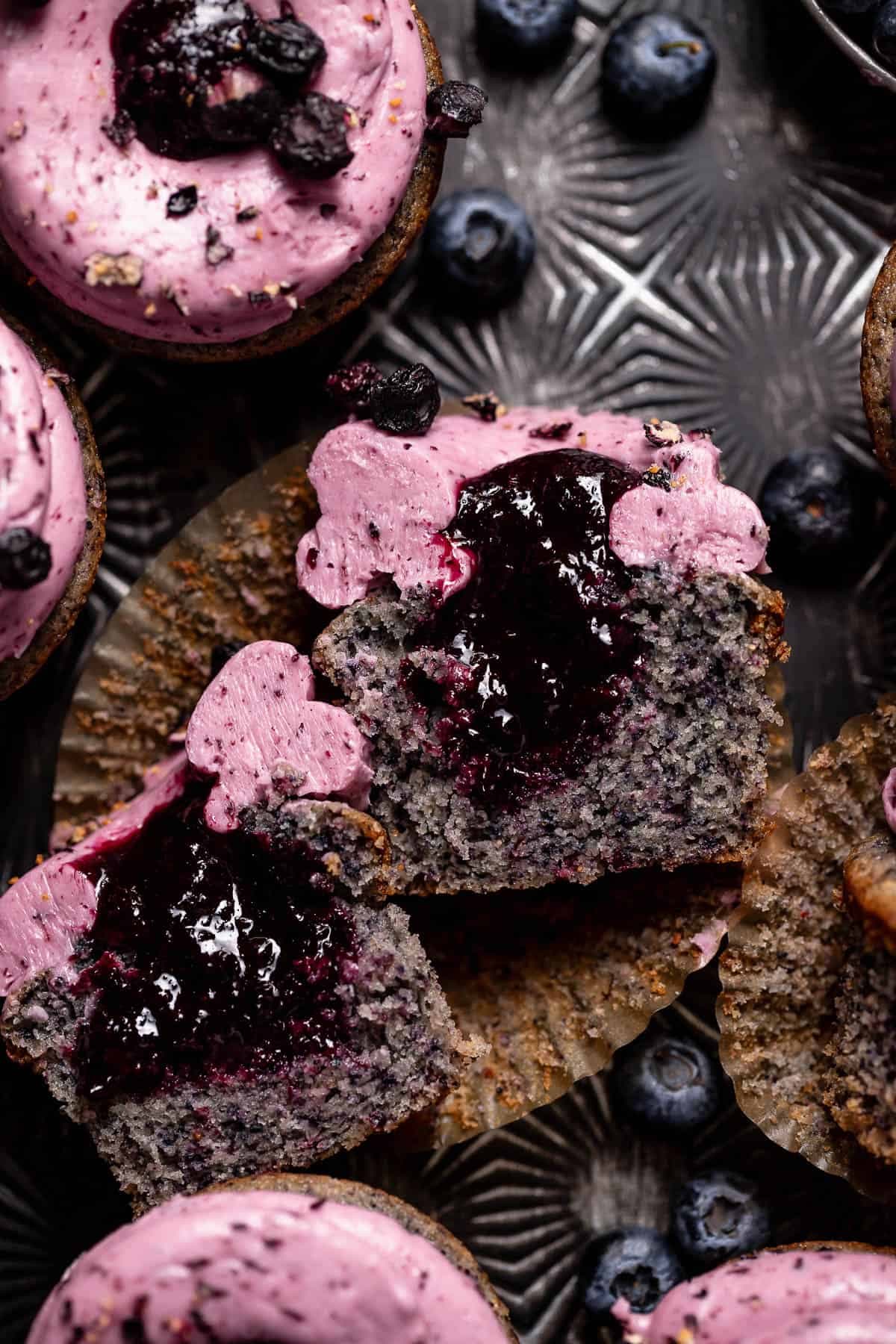 Triple Blueberry Cupcakes with Blueberry Filling