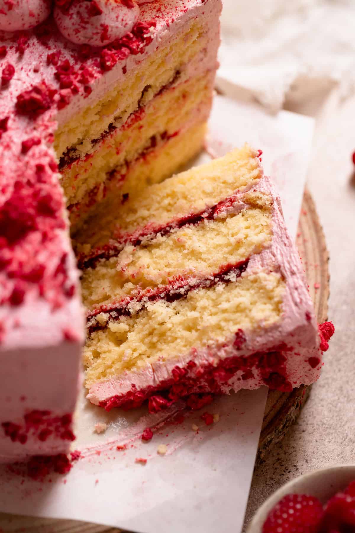 Moist Lemon Cake with Raspberry Swiss Meringue Buttercream