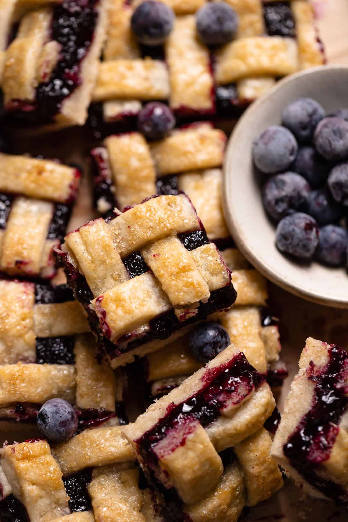 Gooey Blueberry Pie Bars with Lattice Pie Crust