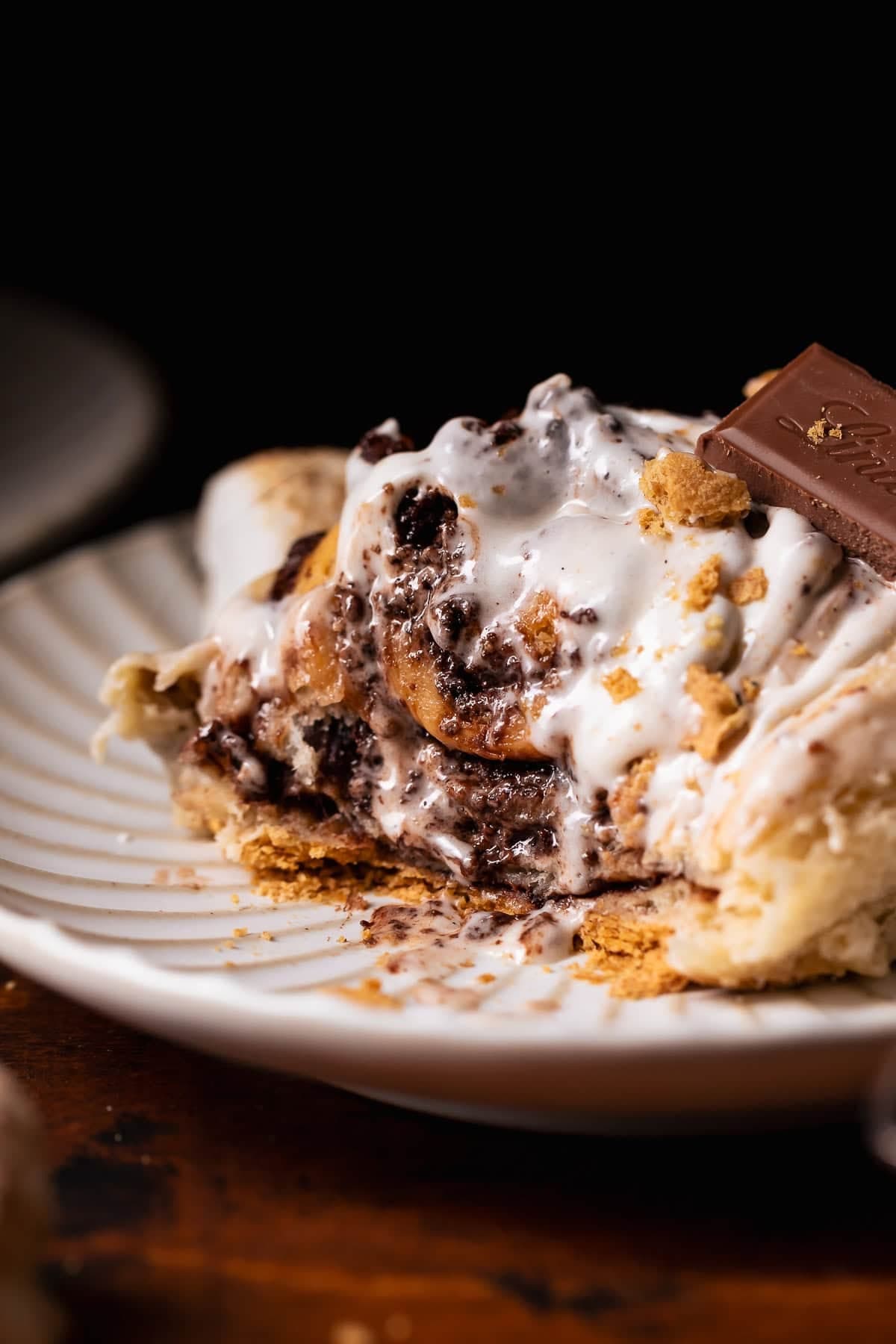 S'mores Cinnamon Rolls with Graham Cracker Crust