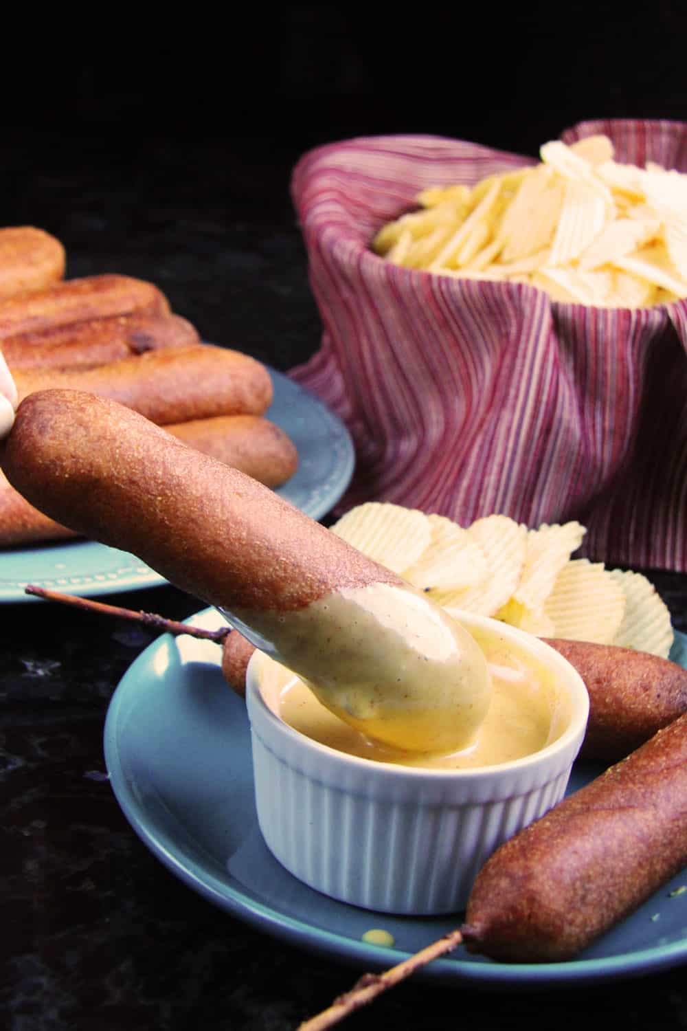 Corn Dogs with Honey Mustard Sauce