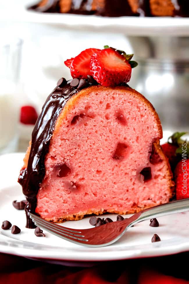 Strawberry Pound Cake with Chocolate Ganache