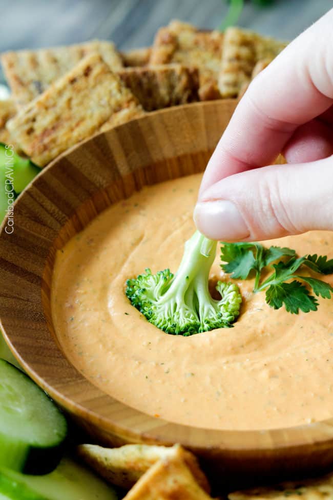 5 Minute Creamy Whipped Roasted Red Pepper Feta Dip