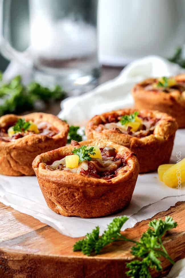 Mini Deep Dish Hawaiian Pizzas