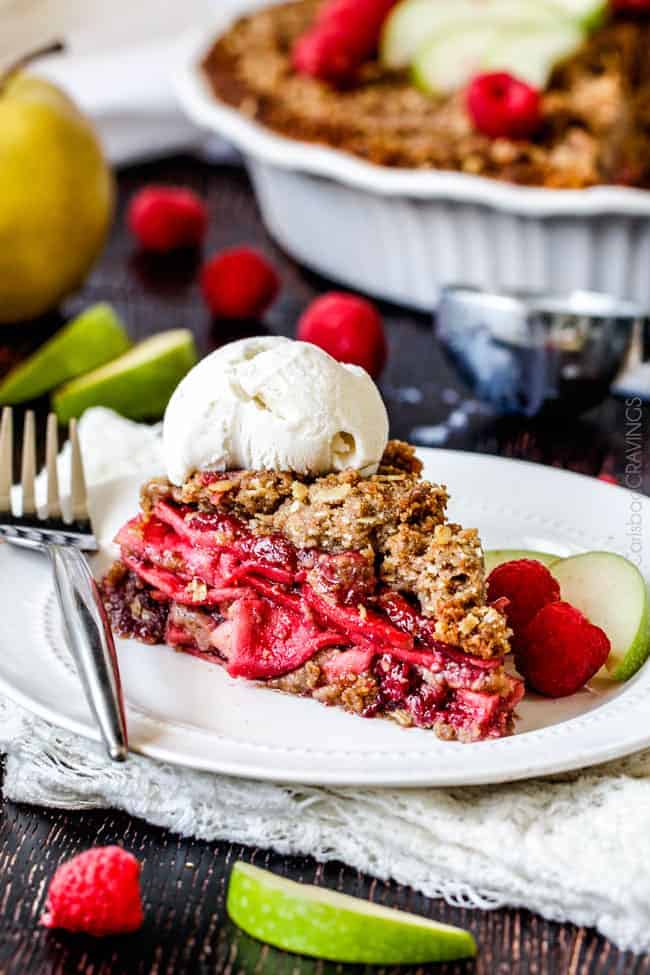 Raspberry Apple Pie with Oatmeal Cookie Crumble