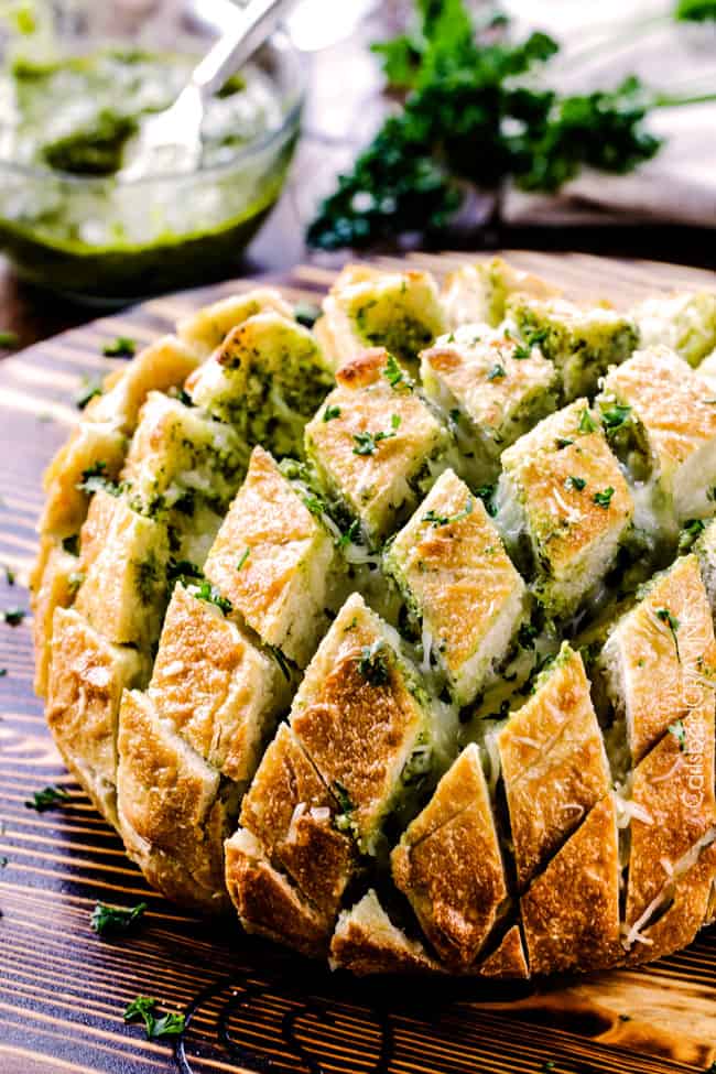 Cheesy Pesto Pull Apart Bread
