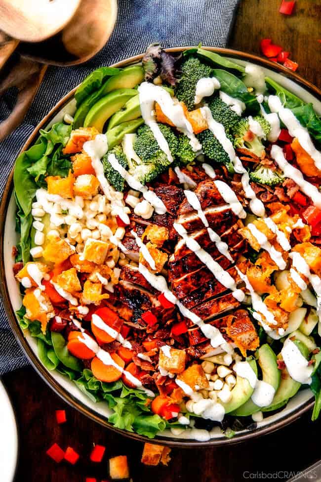 Chicken Bacon Ranch Salad with Cheesy Croutons
