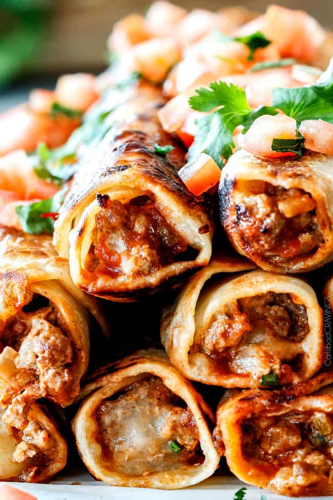 Crispy Jalapeno Popper Beef Taquitos