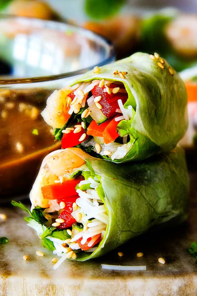 Fresh Shrimp Spring Rolls with Pineapple Hoisin Peanut Sauce