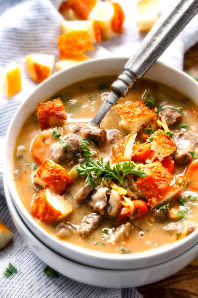 ONE POT Philly Cheesesteak Soup