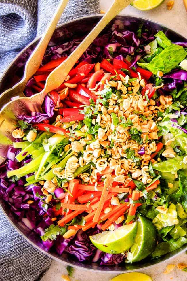 Crunchy Asian Salad With Sriracha Peanut Dressing