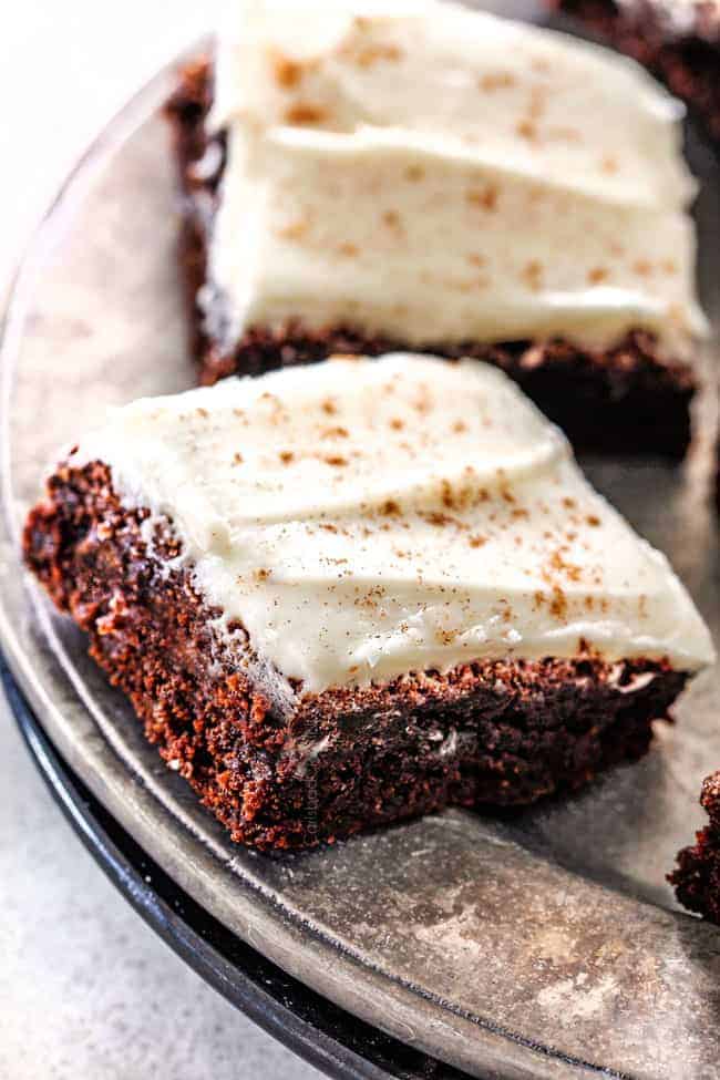 Gingerbread Brownies with Eggnog Cream Cheese Frosting