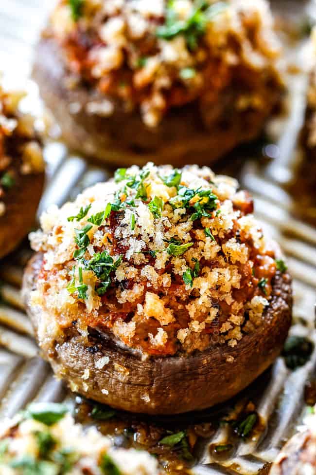Sausage Stuffed Mushrooms with Sun-Dried Tomatoes