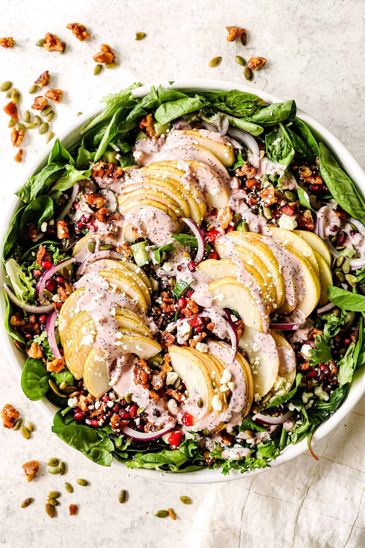 Pear Salad with Creamy Pomegranate Dressing