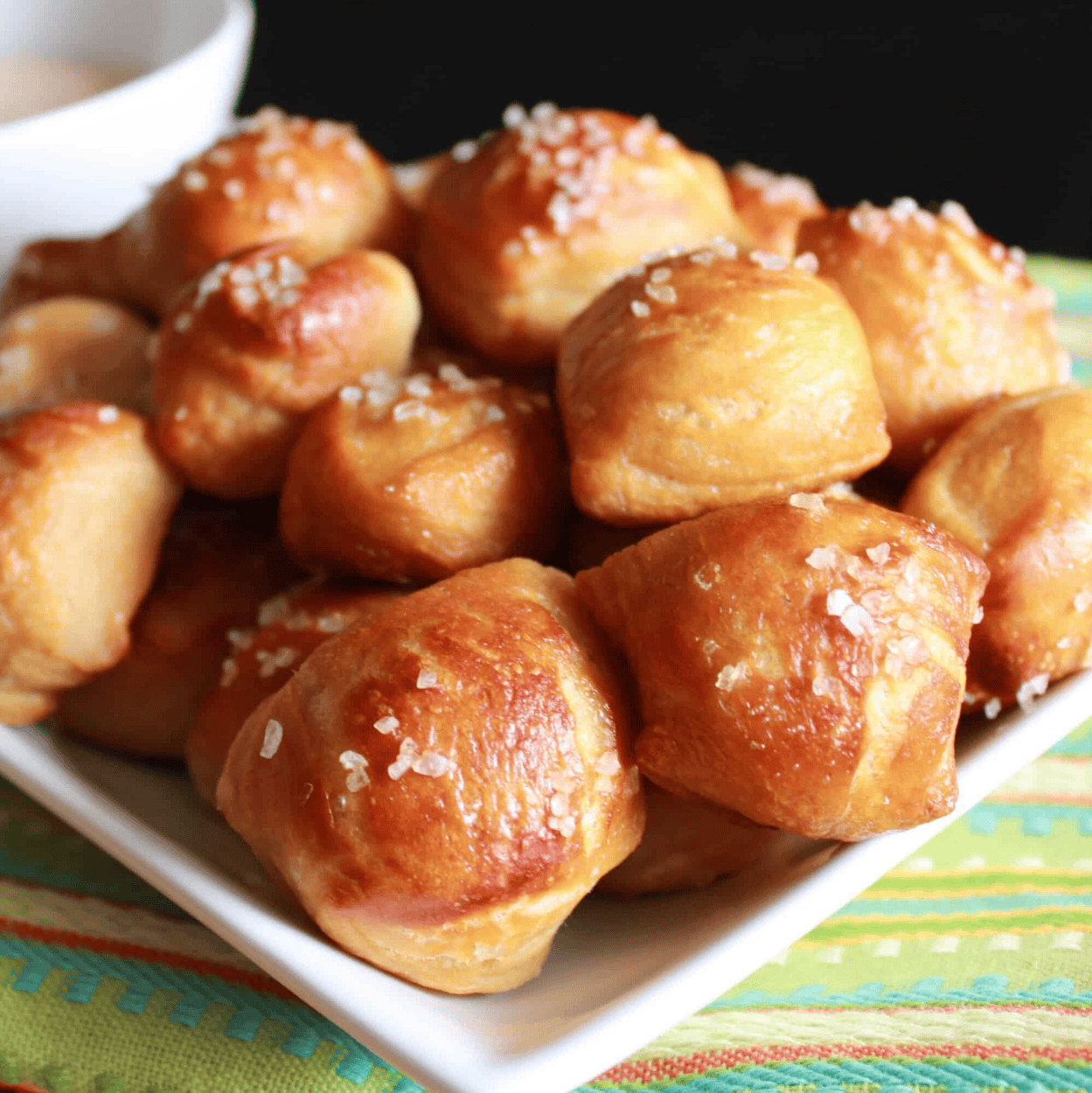 Soft Pretzel Bites with White Cheddar Dipping Sauce