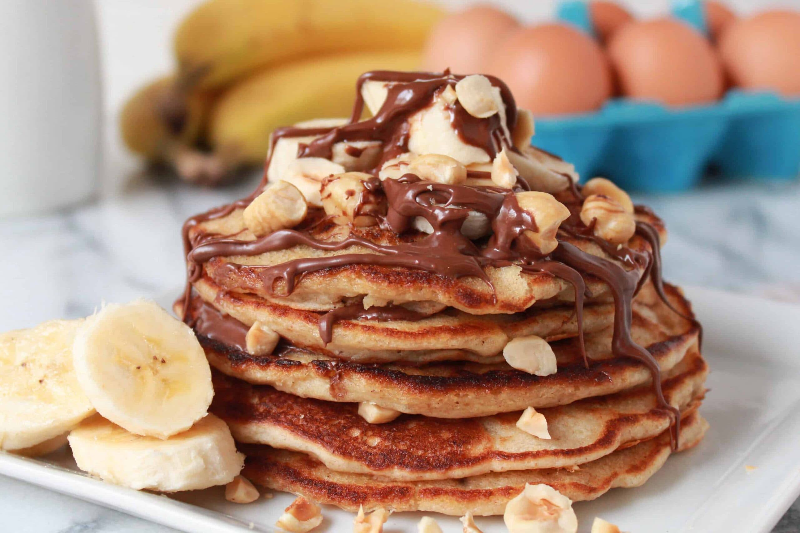Whole Wheat Banana Nutella Pancakes