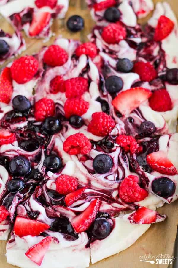 Berry Swirl Frozen Yogurt Bark