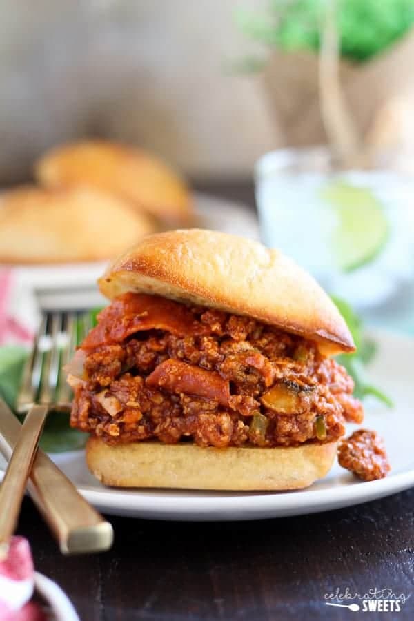 Pizza Sloppy Joes on Garlic Bread Rolls