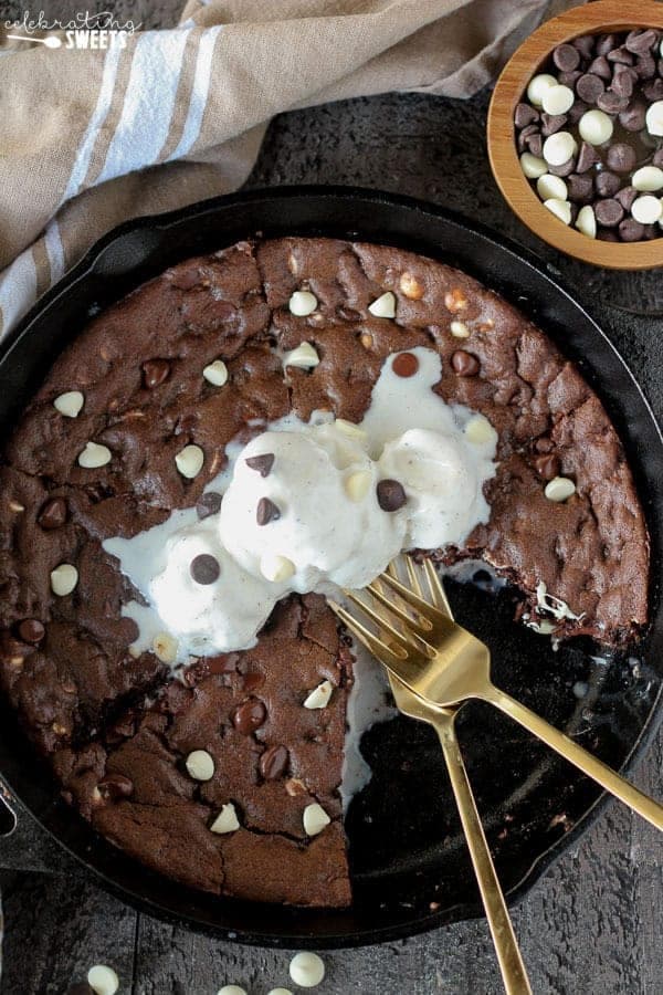 Triple Chocolate Skillet Cookie