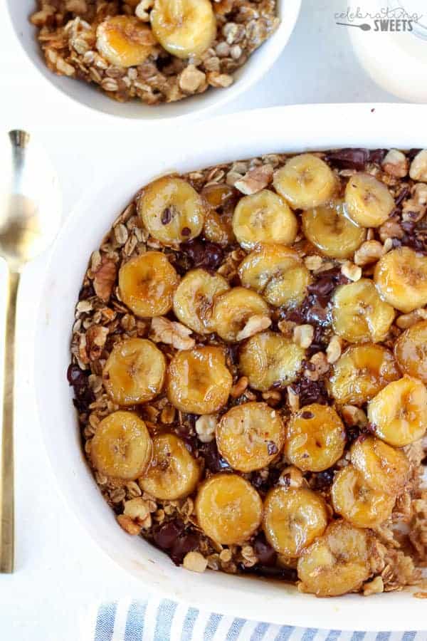 Caramelized Banana, Dark Chocolate & Walnut Baked Oatmeal