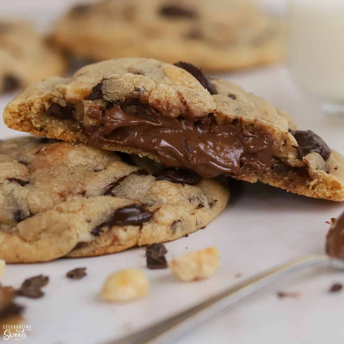 Nutella Stuffed Chocolate Chip Cookies