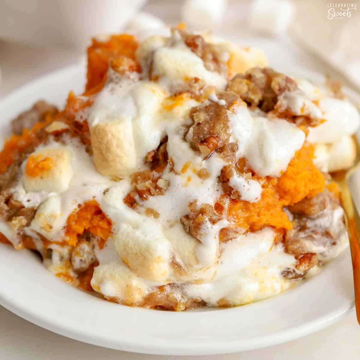 Sweet Potato Casserole with Marshmallows and Streusel