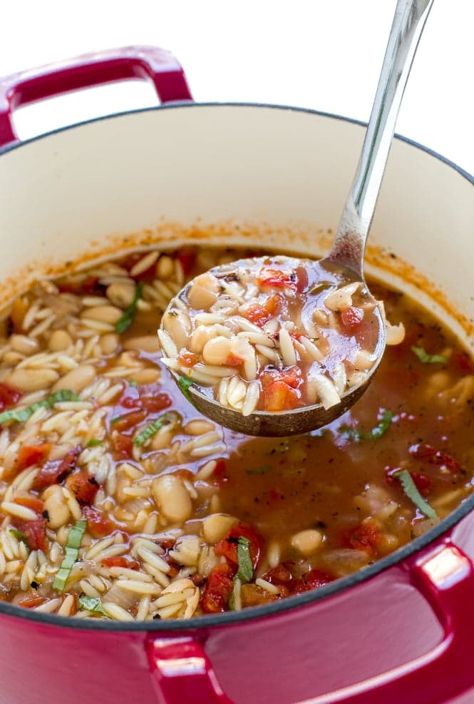 Italian Ham and White Bean Orzo Soup