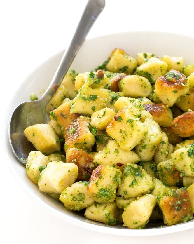 Crispy Parsley Pesto Gnocchi