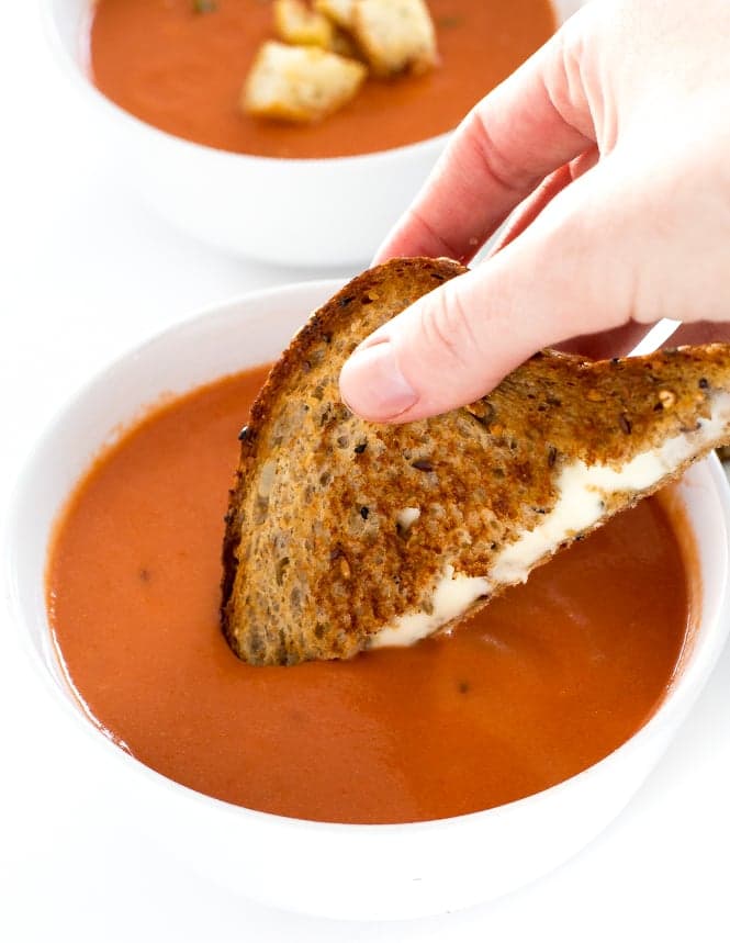 Tomato Soup With Cheesy Croutons