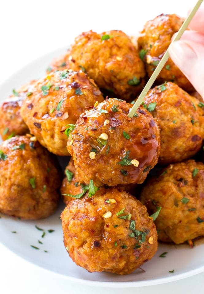 Slow Cooker Firecracker Chicken Meatballs
