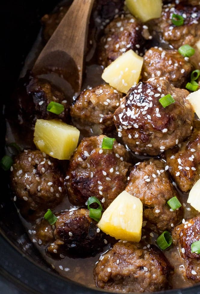 Slow Cooker Hawaiian Meatballs