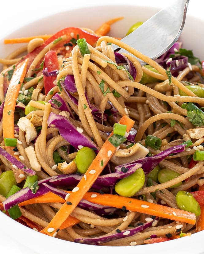 Rainbow Peanut Noodles