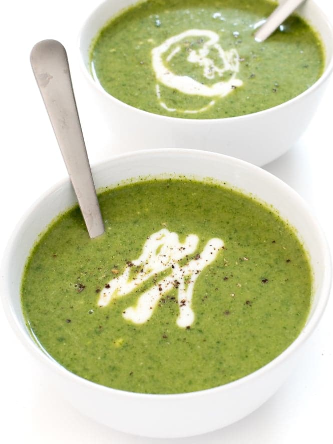Creamy Broccoli Spinach Soup With Greek Yogurt
