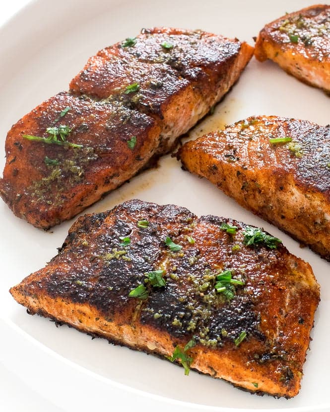 Blackened Salmon with Lime Butter Sauce