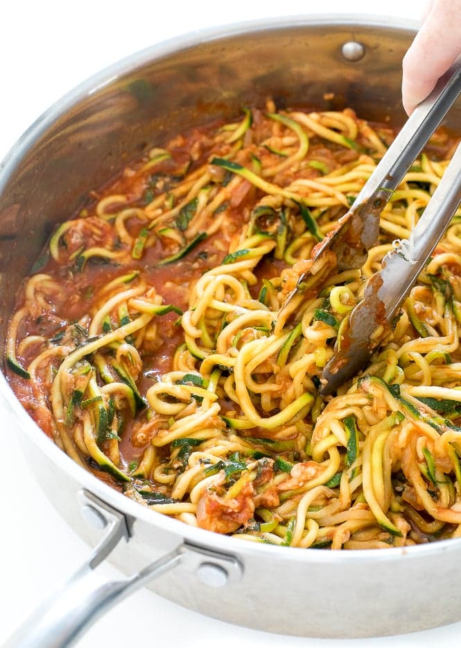 Zucchini "Pasta" with Tomato Sauce