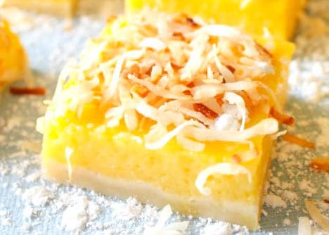 Mango Lemon Bars with Toasted Coconut