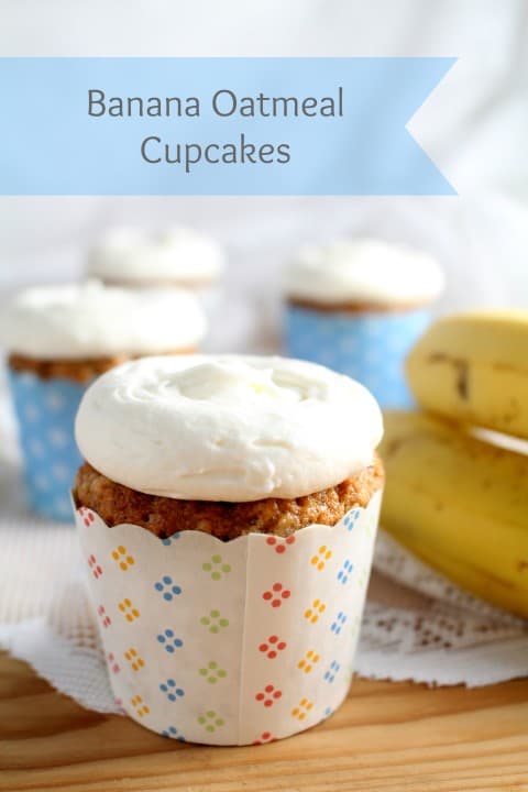 Banana Oatmeal Cupcakes with Cream Cheese Frosting