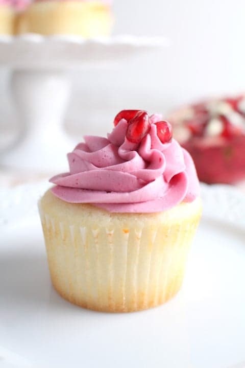 Pomegranate Cupcakes - White Cake with Pomegranate Buttercream